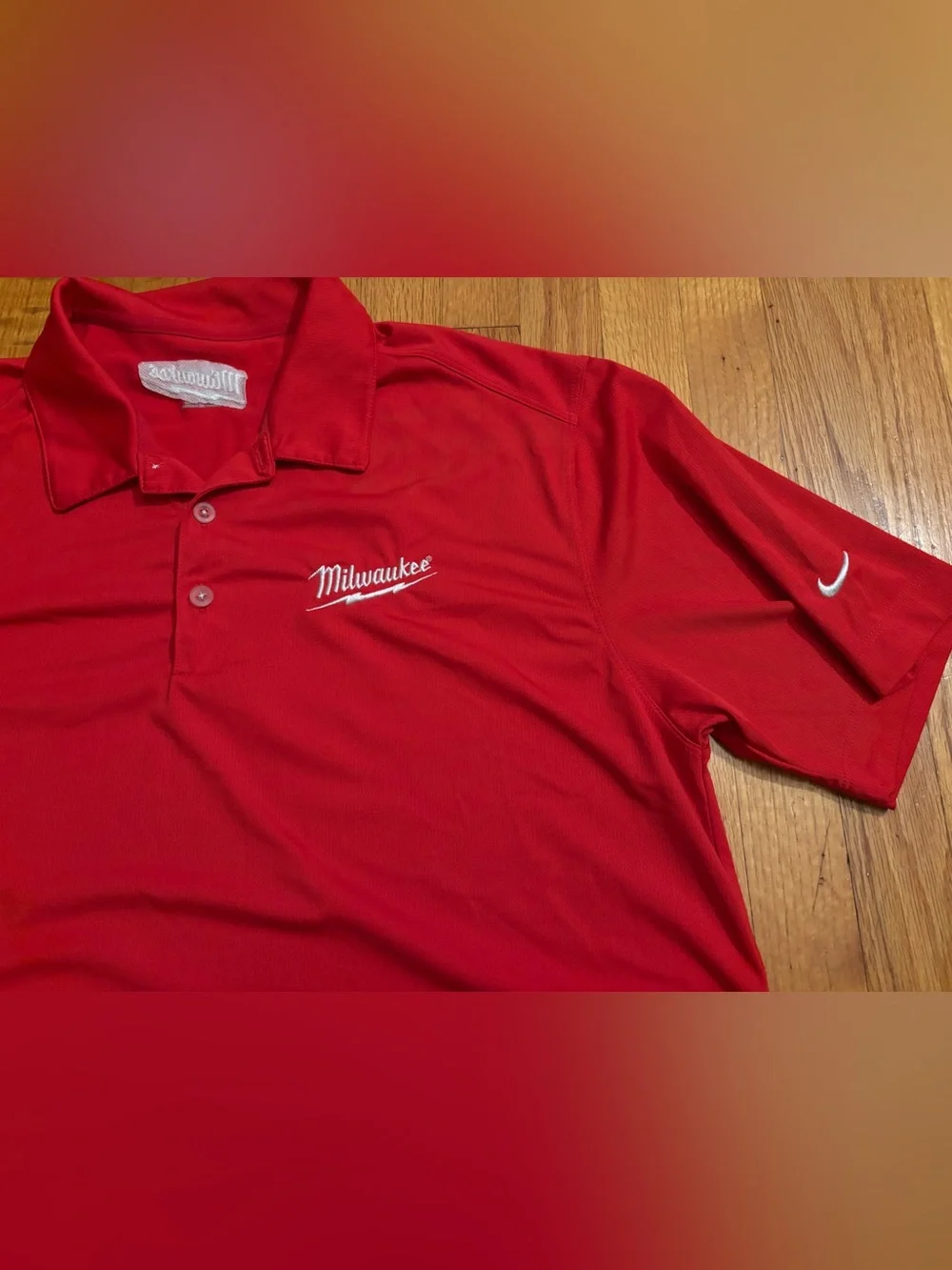 Nike Milwaukee Tools  red polyester polo shirt Large